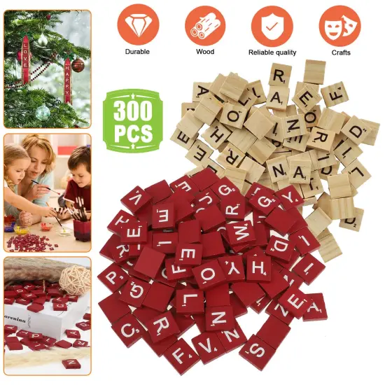 Wooden Scrabble Tiles for Crafts and Game Letter Replacement Wood color 100pcs {2}