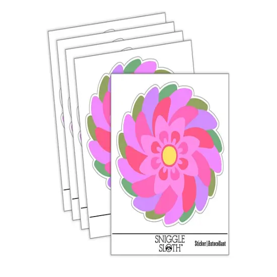 Swirling Geometrical Flower Waterproof Vinyl Phone Tablet Laptop Water Bottle Sticker Set - 5 Pack {2}