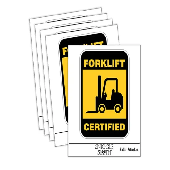 Forklift Certified Heavy Work Machine Operator Waterproof Vinyl Phone Tablet Laptop Water Bottle Sticker Set - 5 Pack {2}