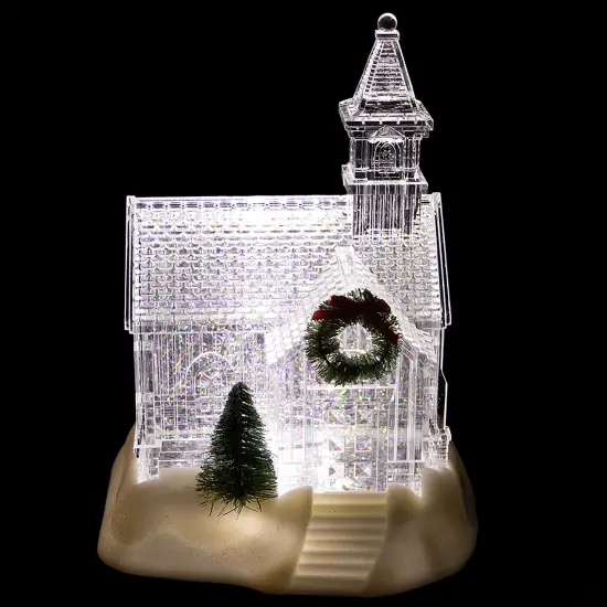 Northlight LED Lighted Icy Crystal Glitter Snow Globe Christmas House - 9" Clear {4}