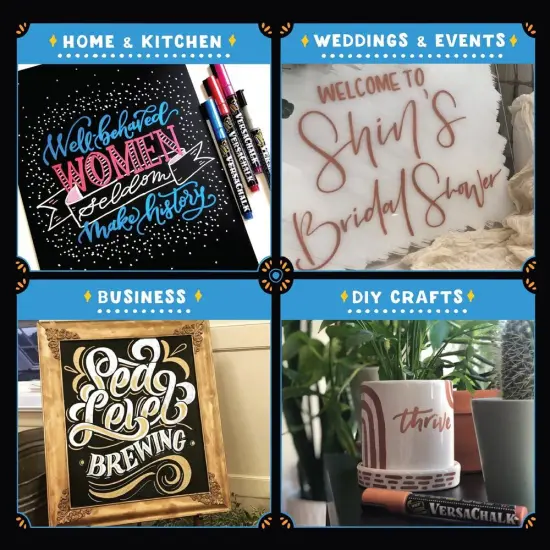 VersaChalk Metallic Liquid Chalk Markers for Chalkboards, Set of 8 - 3mm Fine Tip {6}