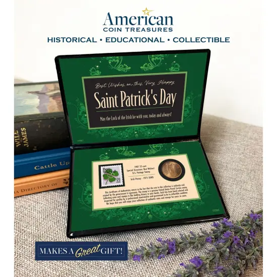 St. Patrick's Day Coin and Stamp Collectible Greeting Card {6}