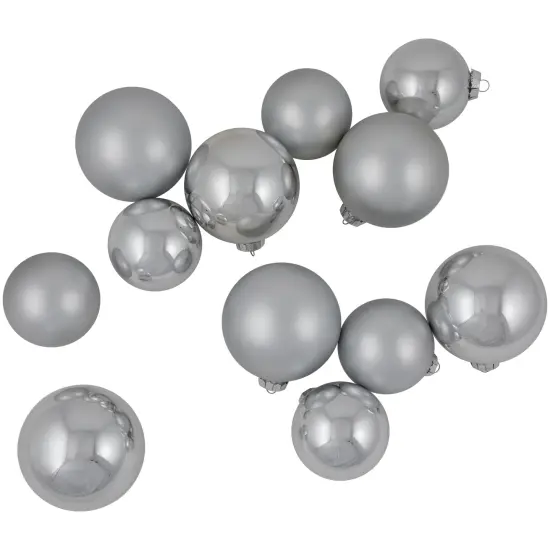 Northlight 2-Finish Christmas Glass Ball Ornaments - 4" & 3.25"- Silver - 72ct {7}