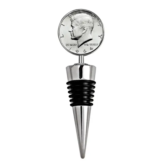 JFK 1964 First Year of Issue Half Dollar Coin Wine Stopper {1}