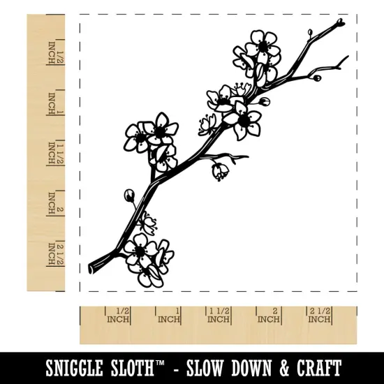 Cherry Blossom Flowers Tree Branch Square Rubber Stamp for Stamping Crafting {1}