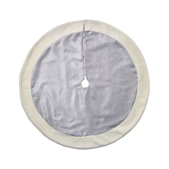 Silver Faux Burlap with Sherpa Fur Tree Skirt - 66" {1}