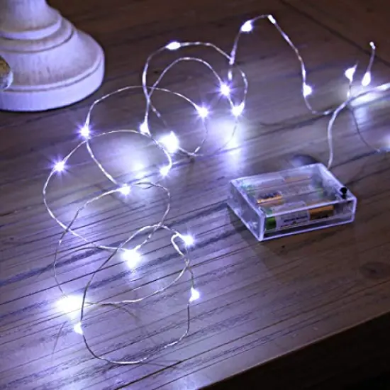 Ariceleo Led Fairy Lights Battery Operated, 1 Pack Mini Battery Powered Copper Wire Starry Fairy Lights for Bedroom, Christmas, Parties, Wedding, Centerpiece, Decoration (5m/16ft Cool White) {1}