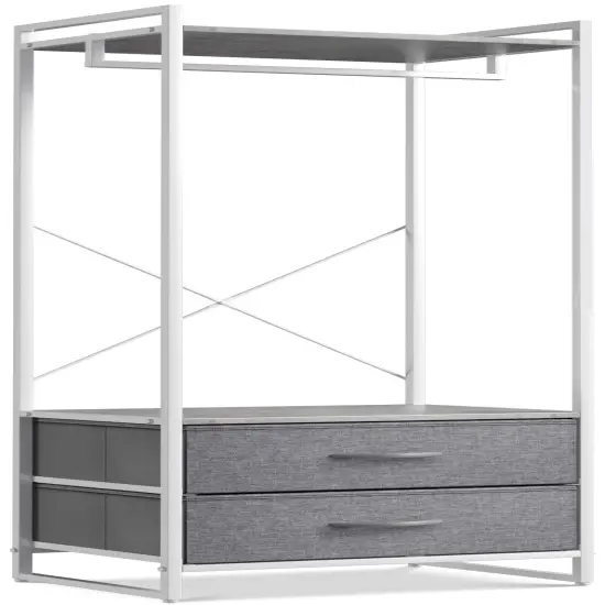 Sorbus Clothing Rack with Drawers - Clothes Stand Dresser - Wood Top, Steel Frame, & Fabric Drawers - Tall Closet Storage Organizer - Garment Rack for Hanging Shirts, Dresses, & Jackets Grey {1}