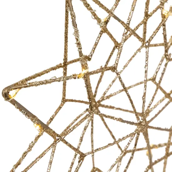 Northlight 12" LED Lighted Glittered Gold Star Christmas Tree Topper, Warm White Lights {6}