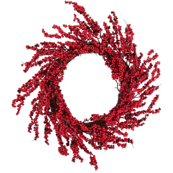 Northlight Red and Burgundy Berry Artificial Christmas Wreath, 22-Inch Unlit {1}