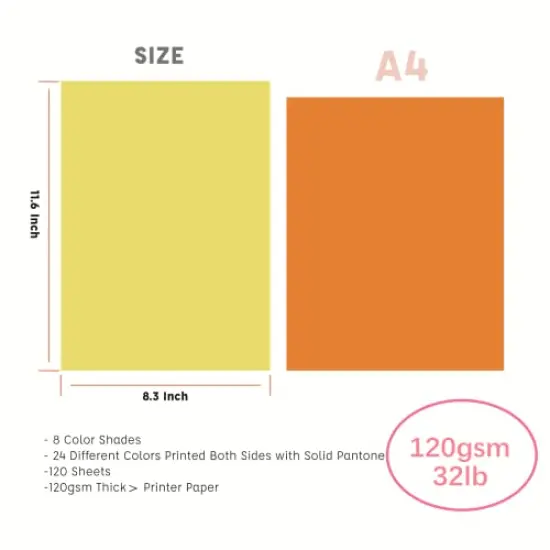 Livholic 120 Sheets Colored Card Stock Printer Paper, 120gsm 32lb 24 Colors Pastel Construction Paper for Kids Scrapbook School Office Printing DIY Craft (120GSM) {5}