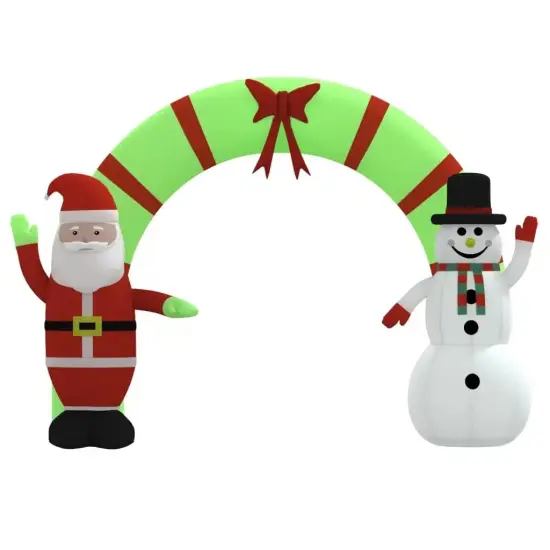 106.3" Christmas Inflatable Santa & Snowman Arch Gate with LED Lights {1}