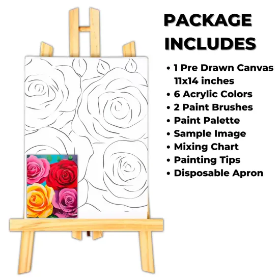 "Box Of Roses" DIY Canvas Art Kit, Adult Beginner, Acrylic Paint Size 11x14 inch {2}