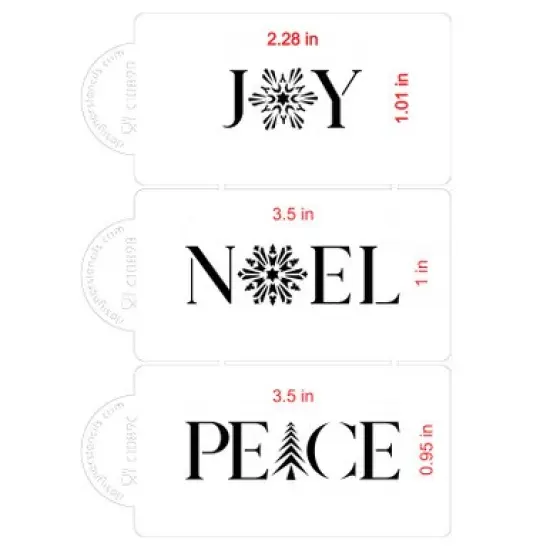 Joy, Noel, Peace Horizontal Cookie Stencil Set | C1089 by Designer Stencils | Cookie Decorating Tools | {2}