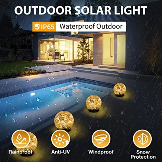 Outdoor Garden Decor Solar Balls for Garden Crackle Glass Solar Lights Yard Decor 1 Pack for Outdoor Decor Decorations Pathway Patio Yard Lawn {3}
