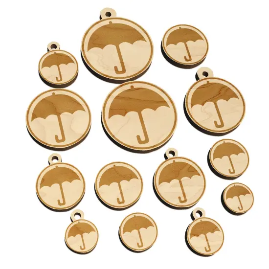 Umbrella Keep Dry Icon Mini Wood Shape Charms Jewelry DIY Craft {7}