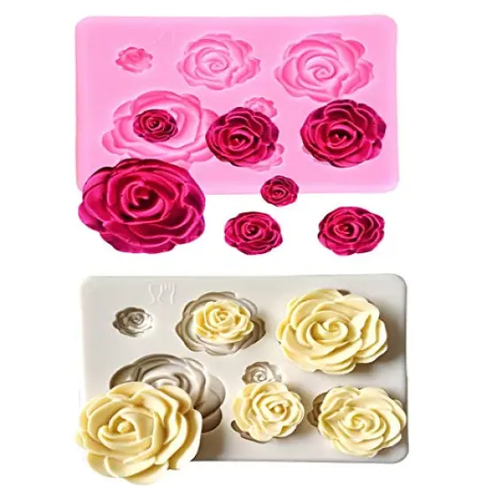 2 Pieces Rose Flowers silicone molds Cake Chocolate Mold wedding Cake Decorating Tools Fondant Sugarcraft Cake Molds {2}