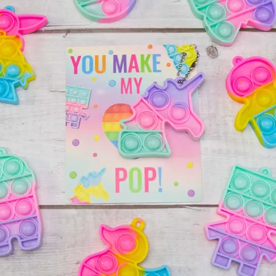 24 Valentines Day Gifts for Kids - Valentines Cards with Pop Bubbles Bulk- Valentine Exchange for Girls Boys School Class Classroom Fidget Toys Party Favors {4}