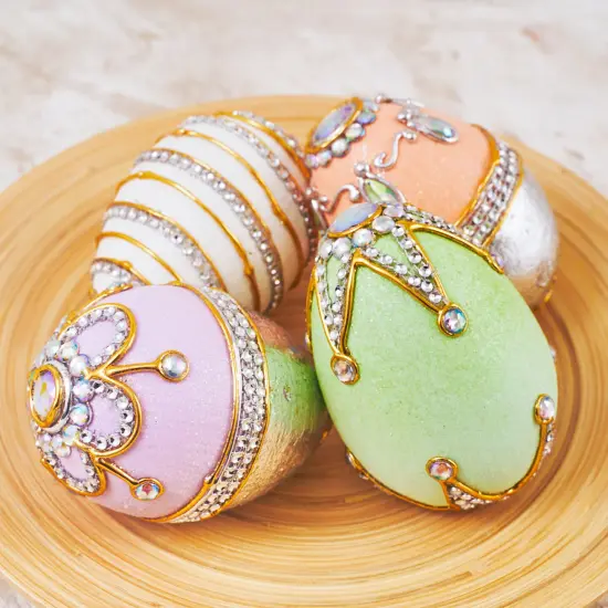 Easter Decorations - Easter Egg Capiz Jeweled Egg Set {3}