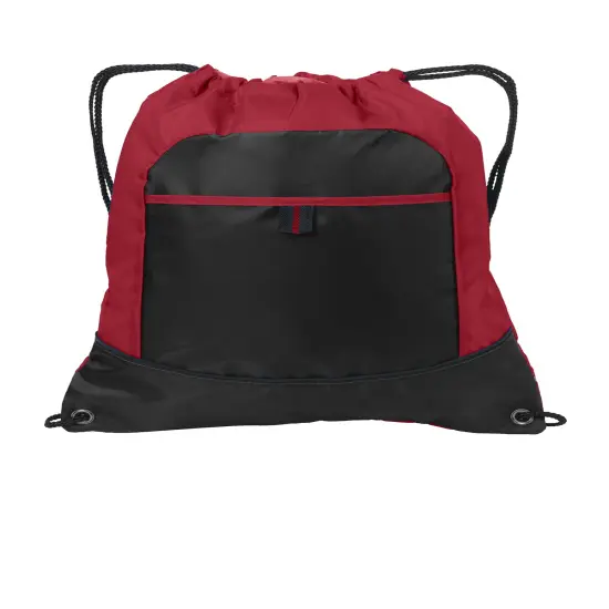 Port Authority&reg; Cinch Pack Authority Pocket Cinch Pack- 210 denier polyester True red/ black {1}