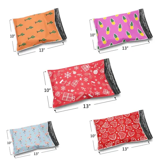 Poly Bag Mailer 10 x 13 Glossy Multi Design Envelopes | Premium Plastic Mailing & Courier Bags {3}