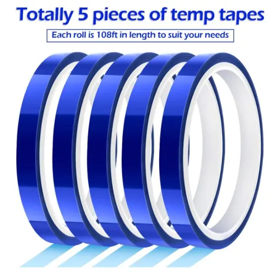 5 rolls Heat resistant tapes sublimation Press Transfer Thermal Tape 4mmx30m SUBLITAPE BLUE {1}