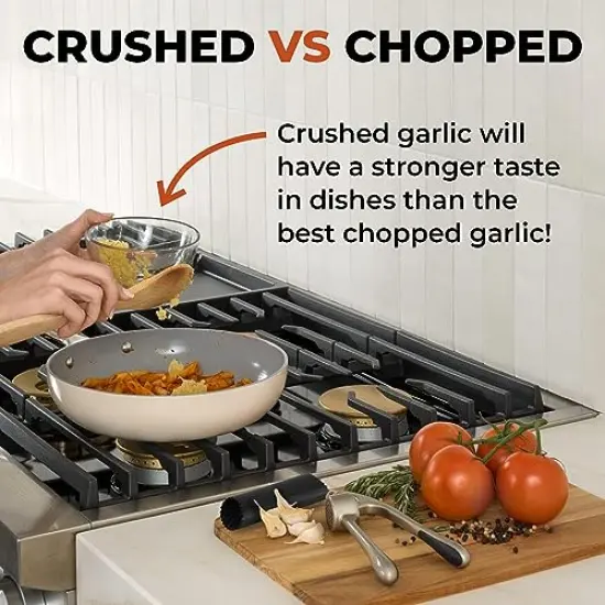 Premium Garlic Press with Soft Easy-Squeeze Ergonomic Handle, Sturdy Design Extracts More Garlic Paste Per Clove, Garlic Crusher for Nuts & Seeds, Professional Garlic Mincer & Ginger Press - by Zulay {3}