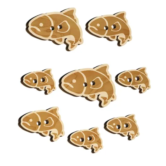 Salmon Fish Wood Buttons for Sewing Knitting Crochet DIY Craft {7}