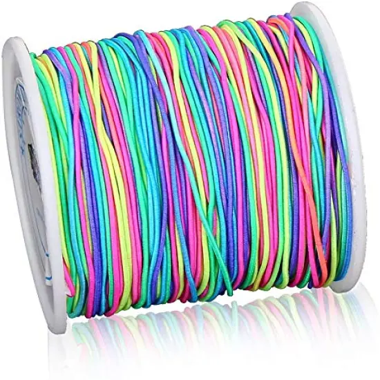 109 Yard 1 mm Rainbow Elastic Cord Beading Thread Stretch String for Bracelet Making {2}