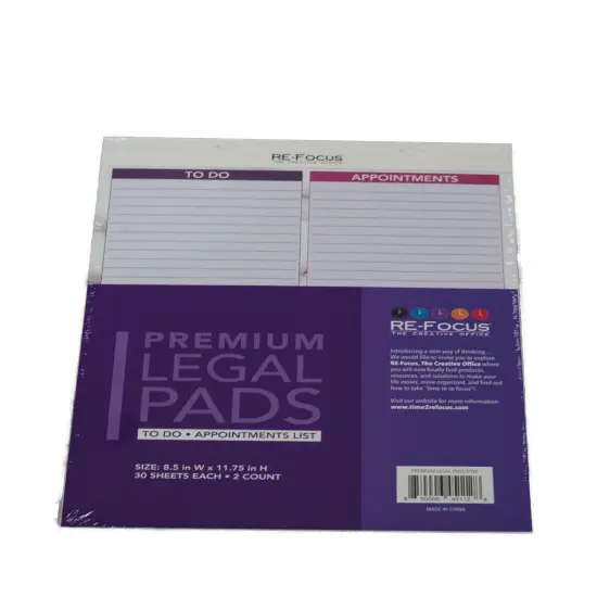 RE-FOCUS THE CREATIVE OFFICE, Professional To do and Appointment list pad, Legal size, 2 pack, 30 sheets each Pink {7}
