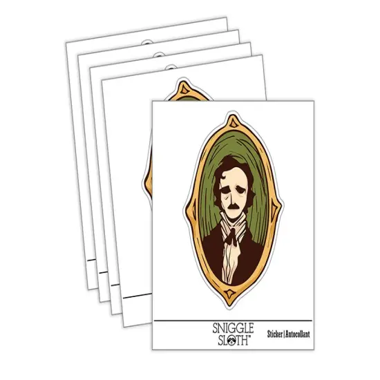 Edgar Allen Poe Vintage Victorian Portrait Waterproof Vinyl Phone Tablet Laptop Water Bottle Sticker Set - 5 Pack {1}