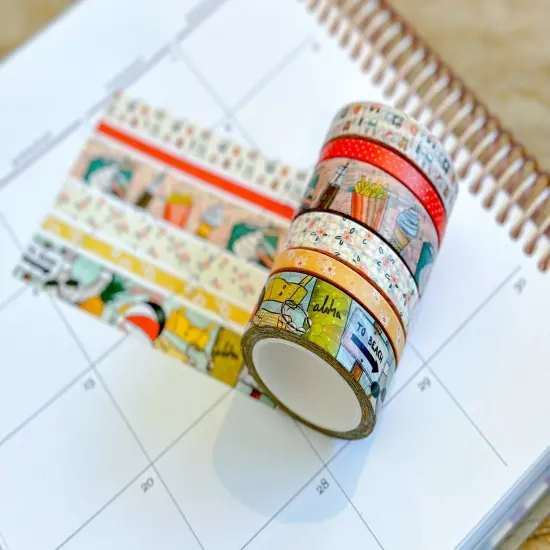 Retro Beach Vacation Florida Hawaii Aloha Vaca French Fries and Ice Cream Washi Tape Set - W089 {2}