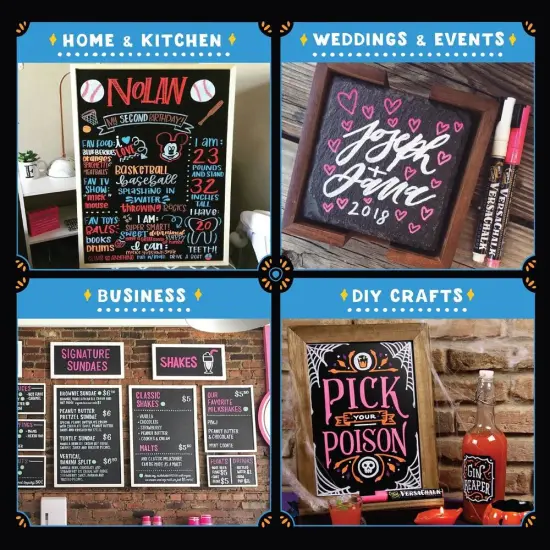 VersaChalk Neon Liquid Chalk Markers, Set of 8 - 3mm Tip {6}