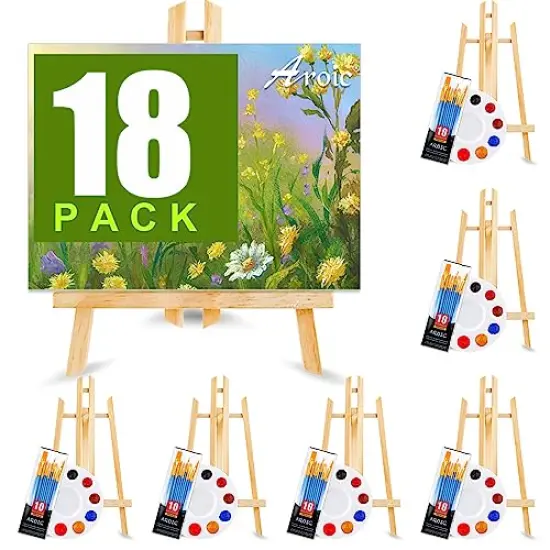 72 PCS Professional Painting Set with Easels, 6 PCS Wood Easels,6 Packs of 60 Brushes with Nylon Brush Head and 6 pcs Palettes, Painting Supplies kit for Kids & Adults to Painting Party. {1}