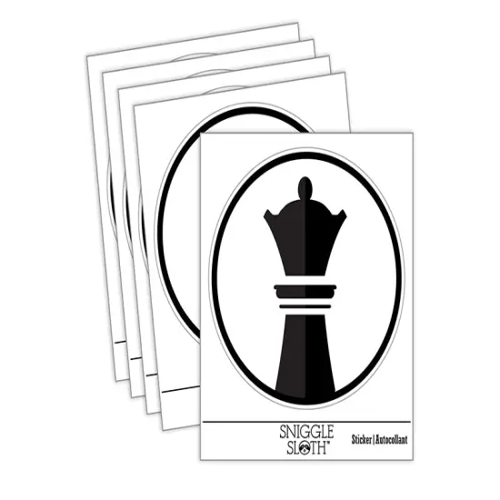 Chess Piece Black Queen Waterproof Vinyl Phone Tablet Laptop Water Bottle Sticker Set - 5 Pack {1}