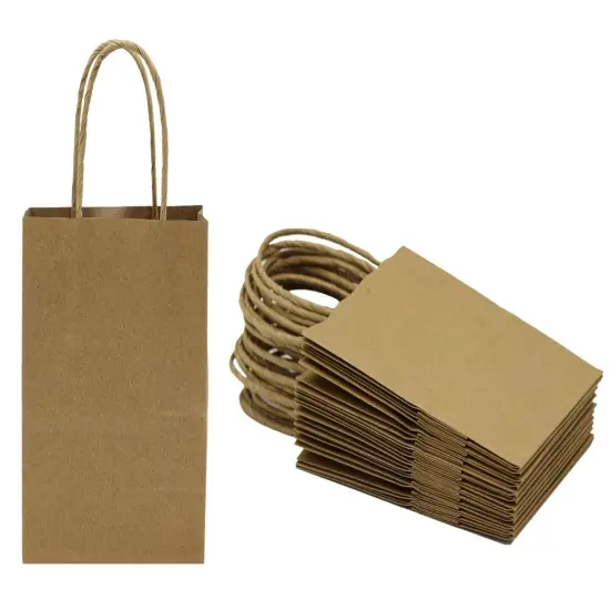 Small Kraft Paper Gift Handle Bags -100 bags. {1}