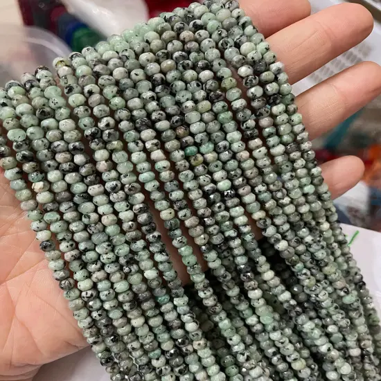 Kitcheniva 15.5" Faceted Jade Rondelle Beads 2x4mm Dalmation {1}