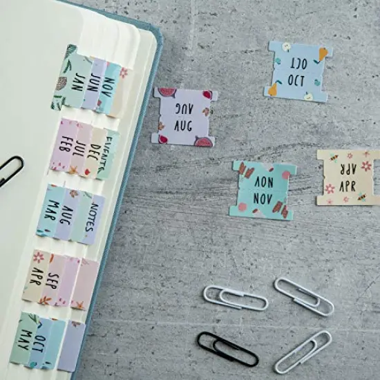 Laminated Planner Monthly Tabs, 24 Peel and Stick Tabs for Notebooks (12 Month Tabs and 12 Blank Tabs), Calendar Monthly Tab Stickers/Dividers (Assorted), Medium {5}