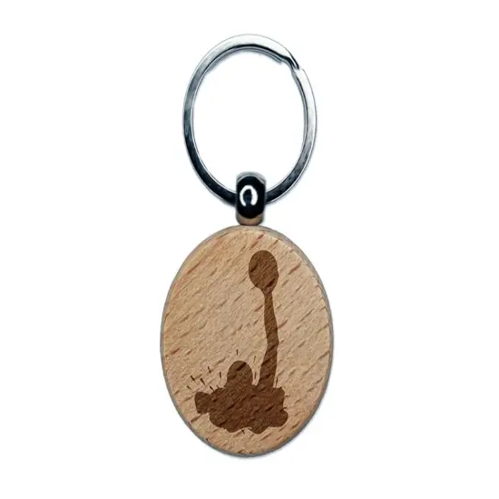 Water Polo Solid Engraved Wood Round Keychain Tag Charm {1}