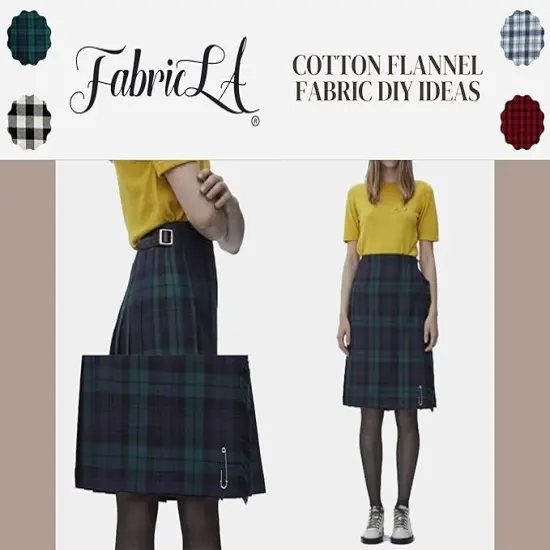 FabricLA 100% Cotton Flannel Fabric - 58/60" Inches (150 CM) - Cotton Tartan Flannel Fabric - Use as Blanket, PJ, Shirt, Cloth Flannel Craft Fabric - Blue & Green, 2 Continuous Yard {5}