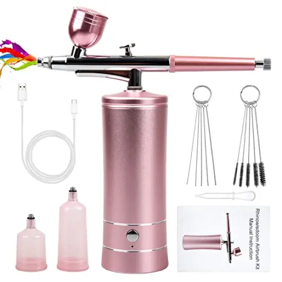 Airbrush-Kit Rechargeable Cordless Airbrush Compressor -Auto Handheld Airbrush Gun, Airbrush Set Portable Wireless Air Brush for Barber, Nail Art, Cake Decor, Makeup, Model Painting {2}