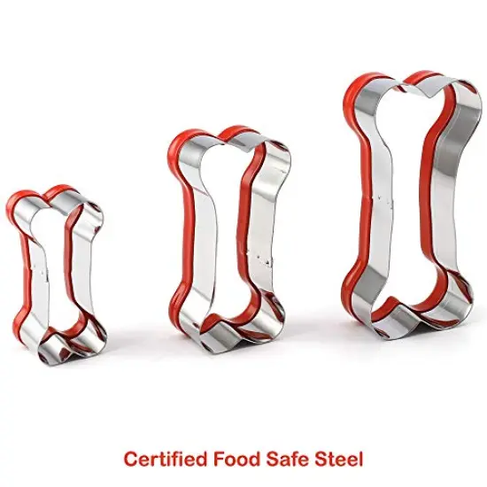 3 Pieces Dog Bone Cookie Cutters Set, Dog Treats Cookie Cutter, Dog Bone Shapes Cutters, Homemade Dog Biscuit Treats Cutters, Coated with Soft PVC for Protection, 2.4" 3.2'' 3.9'' {6}