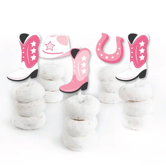 Big Dot of Happiness Rodeo Cowgirl - Dessert Cupcake Toppers - Pink Western Party Clear Treat Picks - Set of 24 {6}