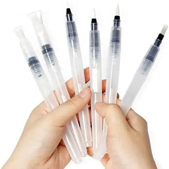 Pixiss Water Brush Pen Set - 6 Refillable Watercolor Paint Pens {6}
