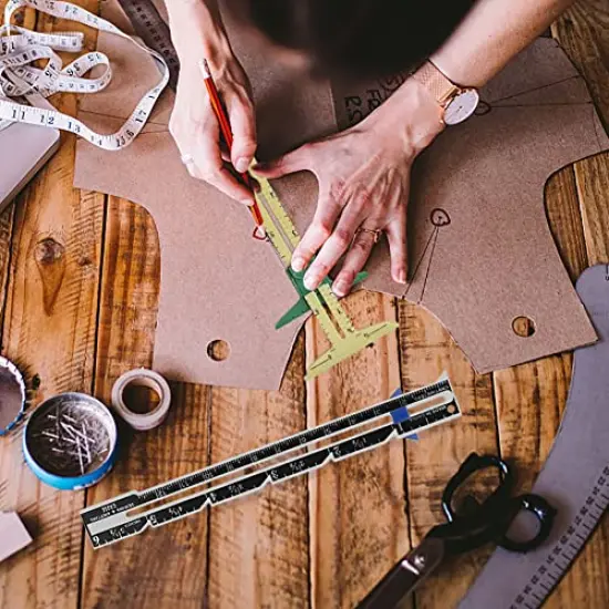 2 Piece Sliding Gauge Measuring Sewing Tool, 5-in-1 Sliding Gauge Measuring and Stainless Steel Quilting Ruler Sewing Tool Fabric Quilting Ruler for Knitting Crafting Sewing Beginner Supplies {3}