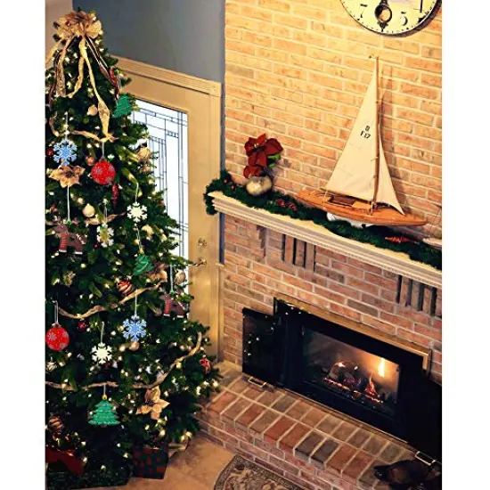 Hidreas 40 Pcs Wooden Ornaments Unfinished Christmas DIY Ornaments Craft Kit, Christmas Wood Ornaments with Bells, Wax Rope and Rhinestone Stickers for Children Arts and Crafts Supplies {2}