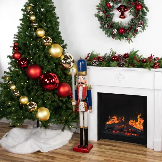 Northlight 48.25" Blue and White Christmas Nutcracker Soldier with Sword {3}