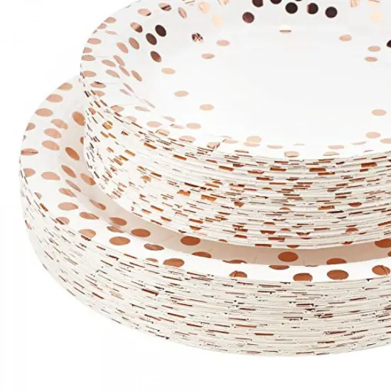 150 Pcs Rose Gold Birthday Party Disposable Plates {3}