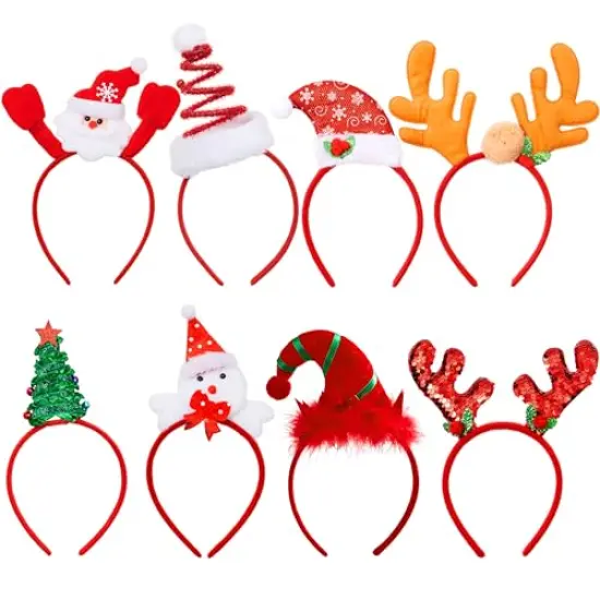 JOYIN 8 Packs Christmas Headbands Christmas Head Hat Toppers Christmas Costume Accessories for Women Men Kids Christmas Parties Xmas Holiday Party Favors Photo Booth {1}
