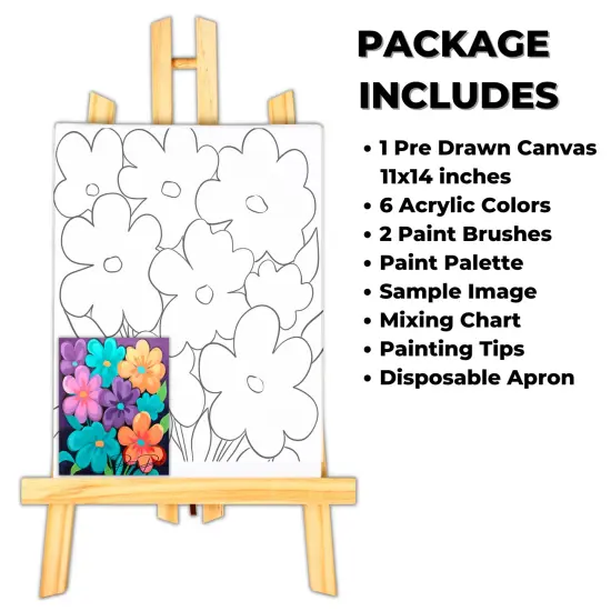 "Colorful Arrangement" DIY Canvas Art Kit, Adult Beginner, Acrylic Paint Size 11x14 inch {2}